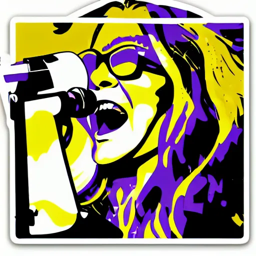 Image similar to 1 9 7 0 - janice joplin singing into the microphone, swagger, sticker - art, svg vector, adobe - illustrator