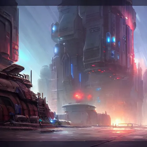 Image similar to post apocalyptic Coruscant, artstation by tyler edlin