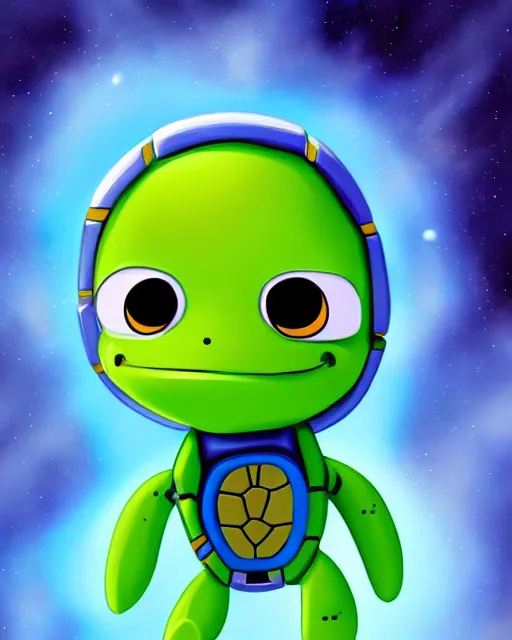 Prompt: cute chibi turtle, in a space suit, by pixar, highly detailed, dynamic shadows, 4 k, splash art