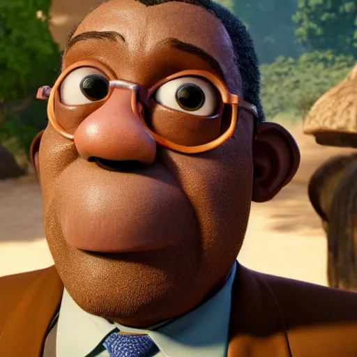 Image similar to forest whitaker as a pixar disney character from up ( 2 0 0 9 ), unreal engine, octane render, 3 d render, photorealistic
