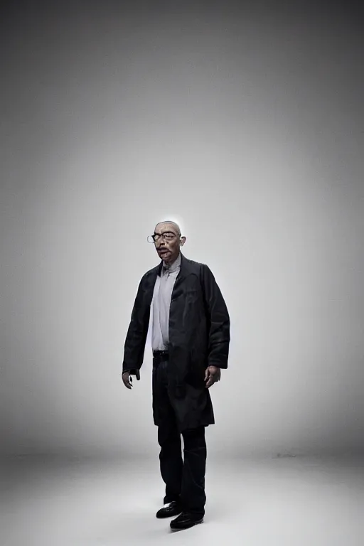 Prompt: Giancarlo Esposito as Walter White from Breaking Bad, promo shoot, studio lighting