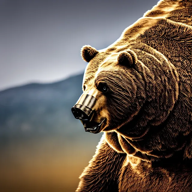 Image similar to photo of a armoured bear warrior, highly detailed, 8 k, hdr, close up, smooth, sharp focus, high resolution, award - winning photo