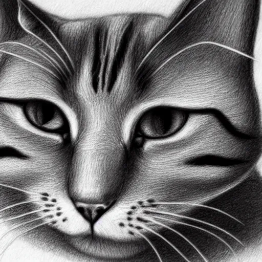 Image similar to sad cat highly pencil sketch detailed, smooth, sharp focus