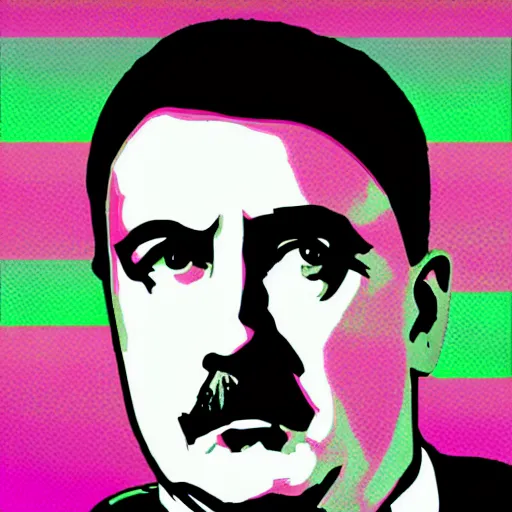 Prompt: retrowave style portrait of adolf hitler