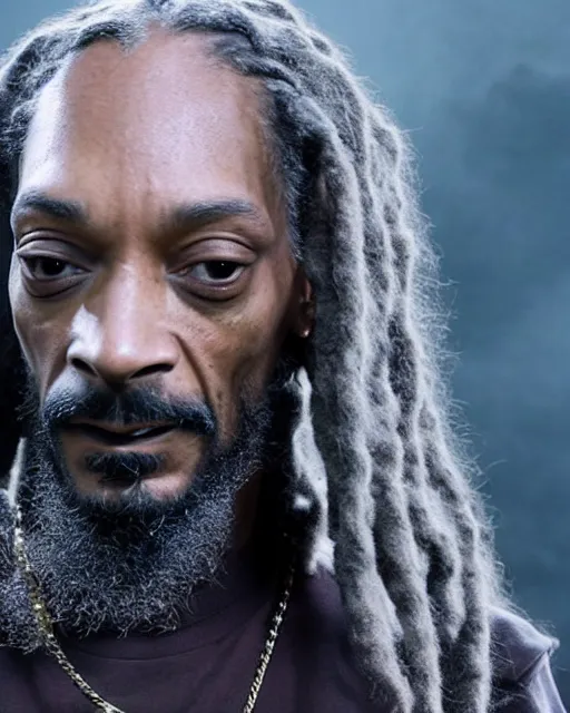 Image similar to Snoop Dogg in the role of Gandalf the Grey, film still, amazing short, 8K, IMAX, ultra detailed