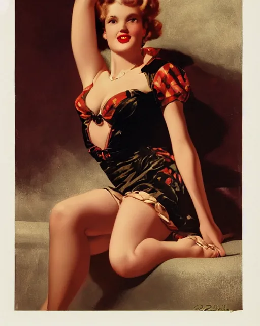 Image similar to William Dafoe by Gil Elvgren