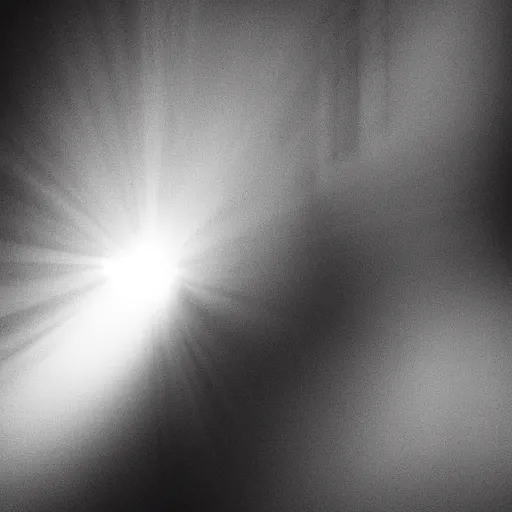 Image similar to light shining through a foggy hallway, dramatic