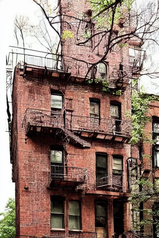 Image similar to (((((a ramshackle manhattan brick brownstone deep in the forest))))) by Liquidcoco!!!!!!!!!!!!!!!!!!!!!!!!!!!