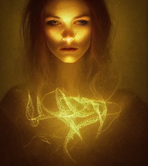 Image similar to lightpainting luminescent portrait, diffuse lightpainting, intricate wiccan lightpainting, elegant light, highly detailed, lifelike, photorealistic, artstation, concept art, smooth, sharp focus, art by john collier, artem demura, michael bosanko