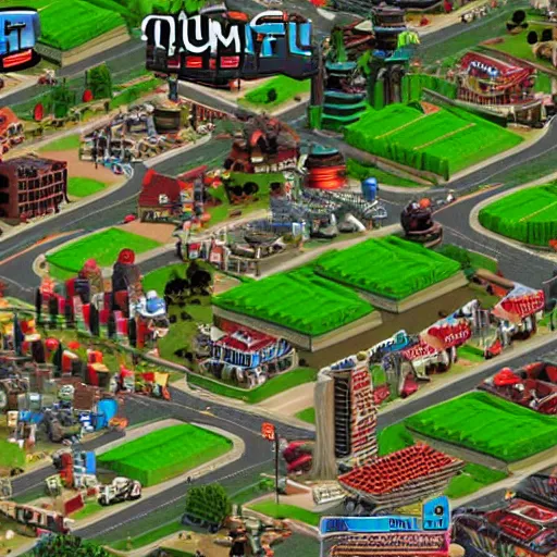 Image similar to simcity but it's a city in hell