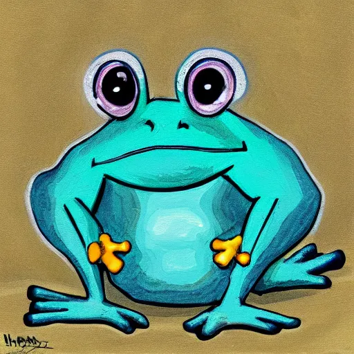 Image similar to a crying blue frog