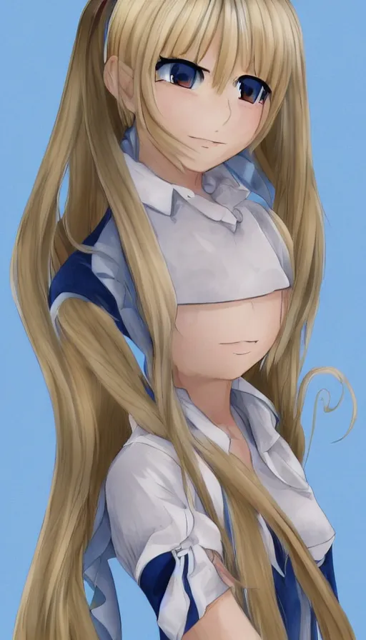 Image similar to illustration of blonde twintail hair anime girl