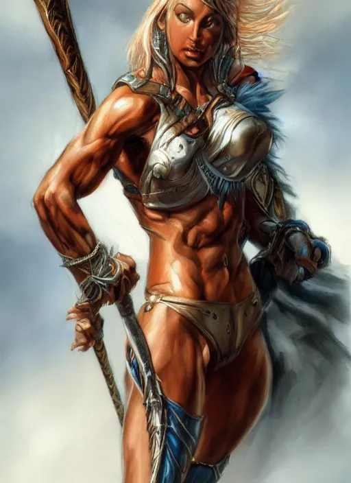 Prompt: portrait of an athletic female nilotic barbarian, painted by boris vallejo and julie bell and luis royo, trending on artstation, D&D, soft lighting, HD, sharp focus, intricate, masterpiece, concept art, character design