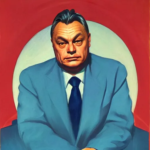 Image similar to highly detailed propaganda poster portrait of the leader of fascist hungary, viktor orban by edward hopper