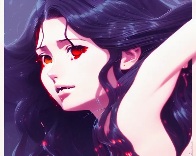 Image similar to a ultradetailed beautiful panting of rin tohsaka with flowing hair, by conrad roset, greg rutkowski and makoto shinkai, trending on artstation