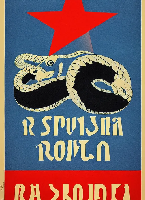 Prompt: a political poster of a snake for president of russia communist propaganda 1 9 4 0 by dmitri moor