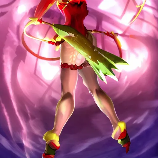 Image similar to flandre scarlet from touhou in metroid prime magmoor caverns, lava, cave