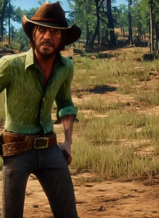 Image similar to film still of shaggy rogers in red dead redemption 2 ( 2 0 1 8 video game )