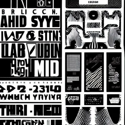 Prompt: black on white graphic design in style of david rudnick, eric hu, acid, y 2 k