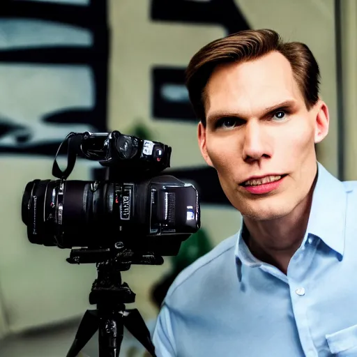 Prompt: jerma 9 8 5 doing a ted talk, professional photography, wide shot, film still, high resolution