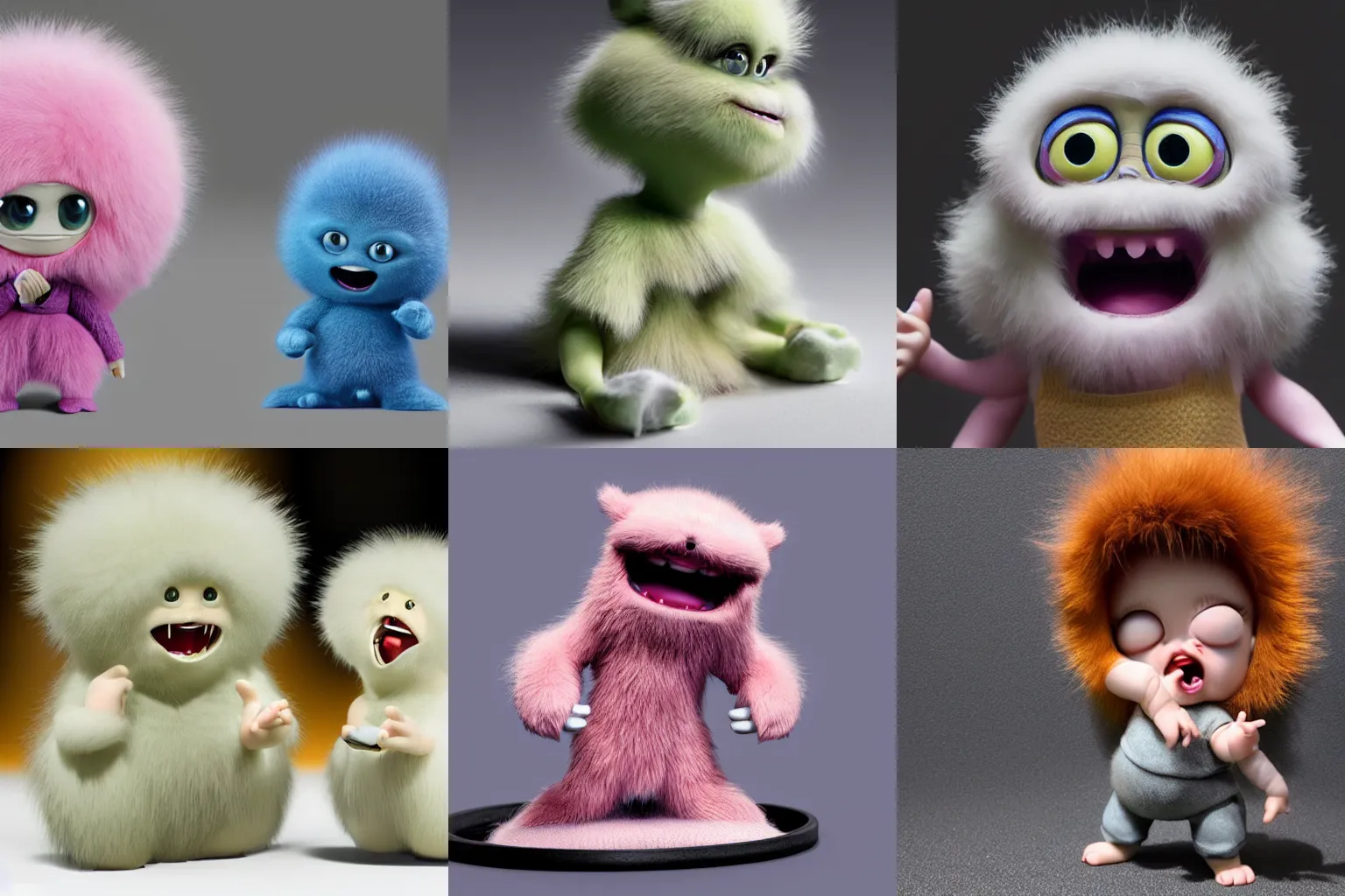 Prompt: fluffy ebay product, beautiful cute baby, cute miniature resine action figure screaming, High detail photography, 8K, 3d fractals, cute pictoplasma, one simple ceramic tintoy fury fury fury fur monster Figure sculpture, 3d primitives, in a Studio hollow, by pixar, by jonathan ive, cgsociety, simulation