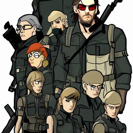 Image similar to metal gear solid in the style of steven universe, popular post, cartoon style