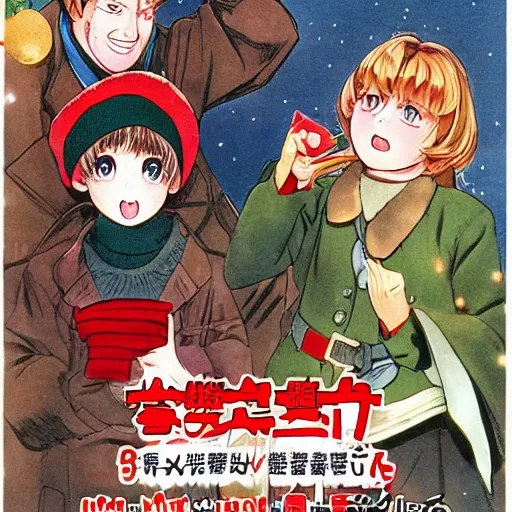 Prompt: a manga adaptation of A Christmas Story (1983)