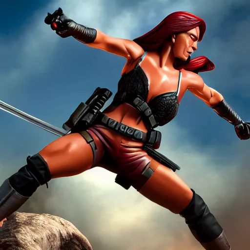 Image similar to zartan fighting lady jane from hasbro g. i joe photo realistic 8 k resolution