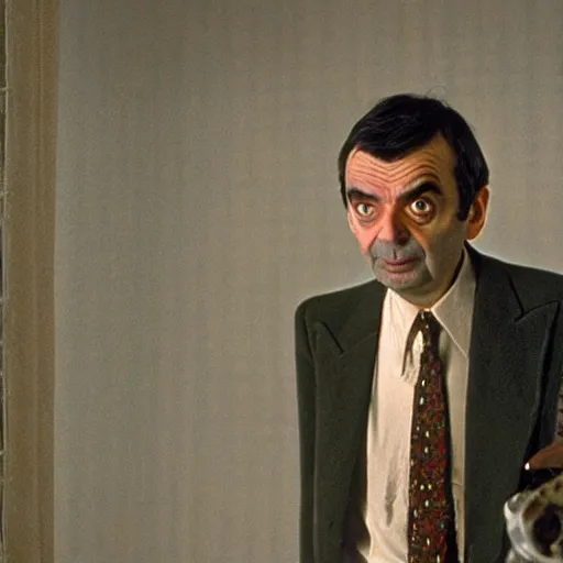 Image similar to A still of Mr Bean in The Shining