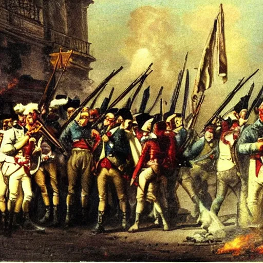 Image similar to French revolution, urban warfare, modern warfare, high detail