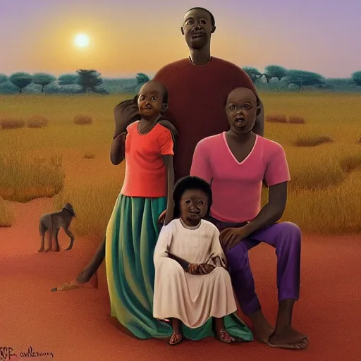 Image similar to happy african family in the style of edward hooper 8k