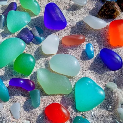 Prompt: pretty sea glass washed up on the beach, space aliens use the earth as a topper for a birthday cake