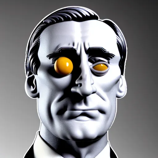 Prompt: uhd bust of john hamm composed of ham and eggs. correct face.