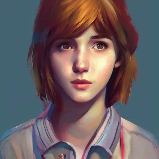 Prompt: a selfie of max caulfield, intricate, youth, digital painting, artstation, concept art, illustration, life is strange, edouard caplain