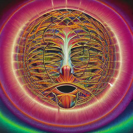 Prompt: I think therefore I am by Alex Grey