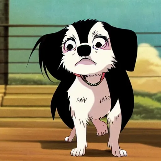 Image similar to a japanese chin as an anime character in a studio ghibli film