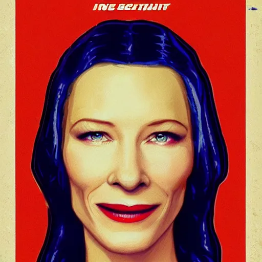 Image similar to retro scifi poster of cate blanchett