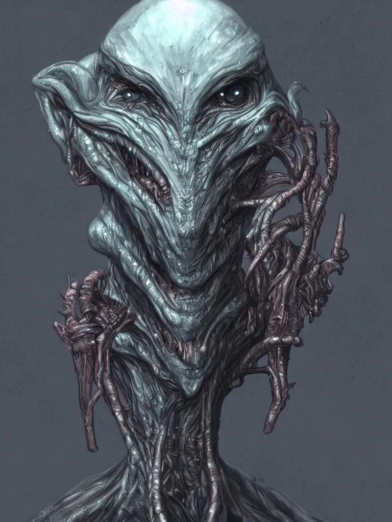 Prompt: a creepy alien looking creature, concept art, digital art, detailed