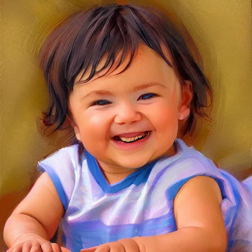 Prompt: smilling baby, artwork by steve henderson