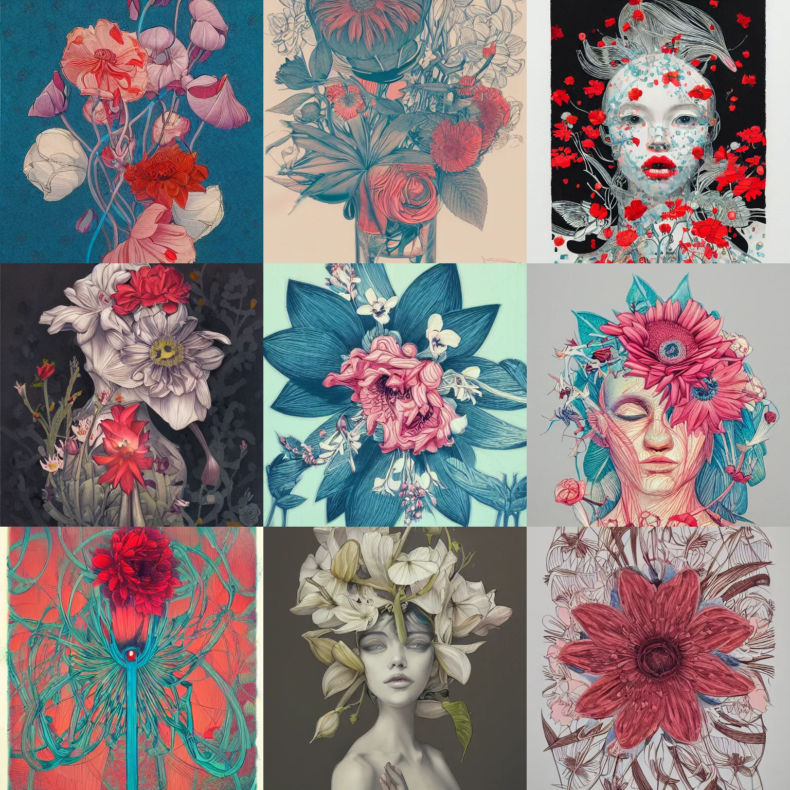 Prompt: flower, sharp focus, by james jean