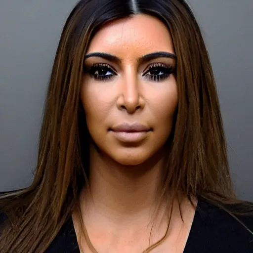 Image similar to sad kim kardashian mugshot, 8 k