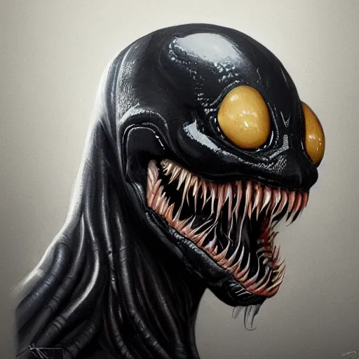 Prompt: a well designed portrait of Venom , detailed, realistic, sketch style, Artstation,Greg Rutkowski, 8K resolution.