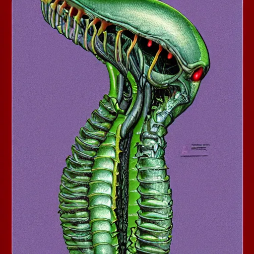 Image similar to alien parasite, scientific illustration with callouts by Ersnt Haekel, detailed scan,