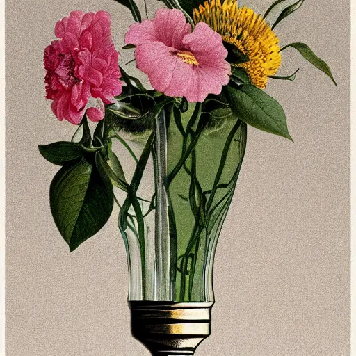 Image similar to flowers in a lightbulb minimalistic professional illustration john james audubon, exquisite detail