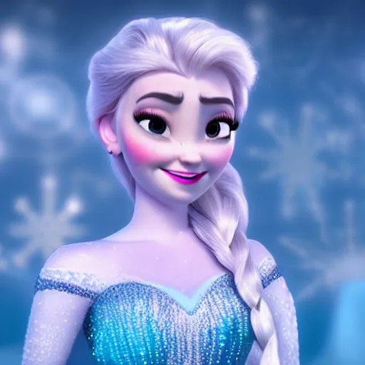 Image similar to bad bhabie as elsa in live action disney frozen, 8k resolution, full HD, cinematic lighting, award winning, anatomically correct