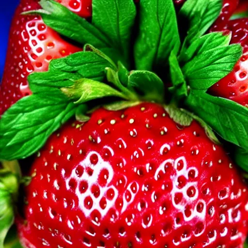 Image similar to matt berry as a strawberry, head of a strawberry, high definition