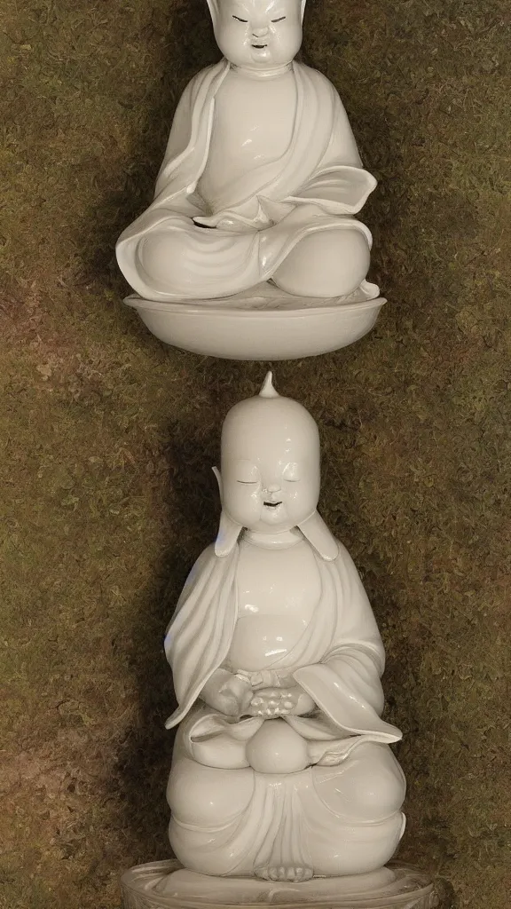 Prompt: porcelain rabbit budda statue painted by john singer sargent