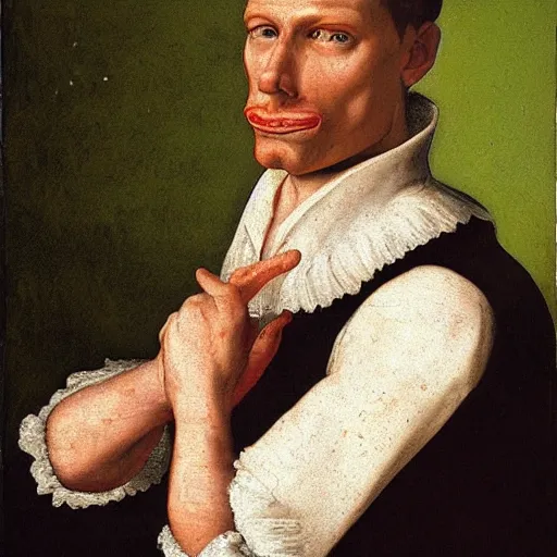 Image similar to A 16th century mannerism painting of Jerma985, portrait of Jerma985, grainy, realistic, very realistic, hyperrealistic, highly detailed, very detailed, extremely detailed, very neat, very epic, very cool, detailed, trending on artstation