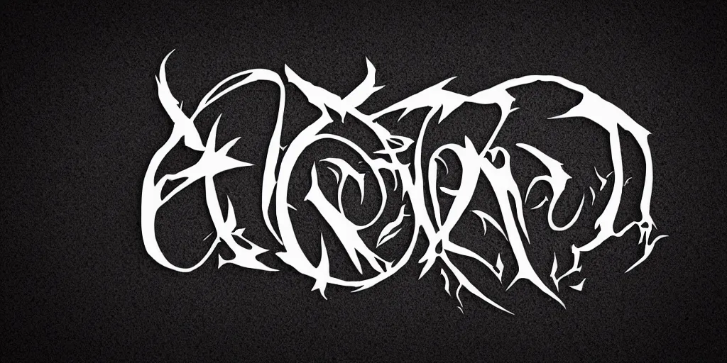 Prompt: Wonderland logo, 3d render of font in the style of a metal band, white font on black background