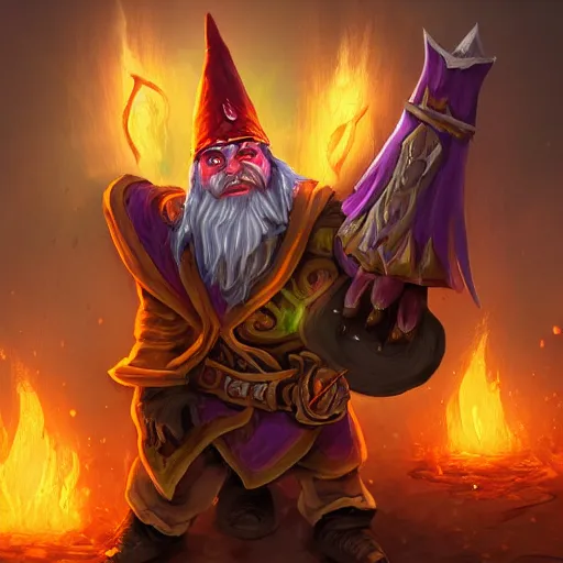 Image similar to world of warcraft gnome warlock summoning a felguard, trending on artstation, landscape